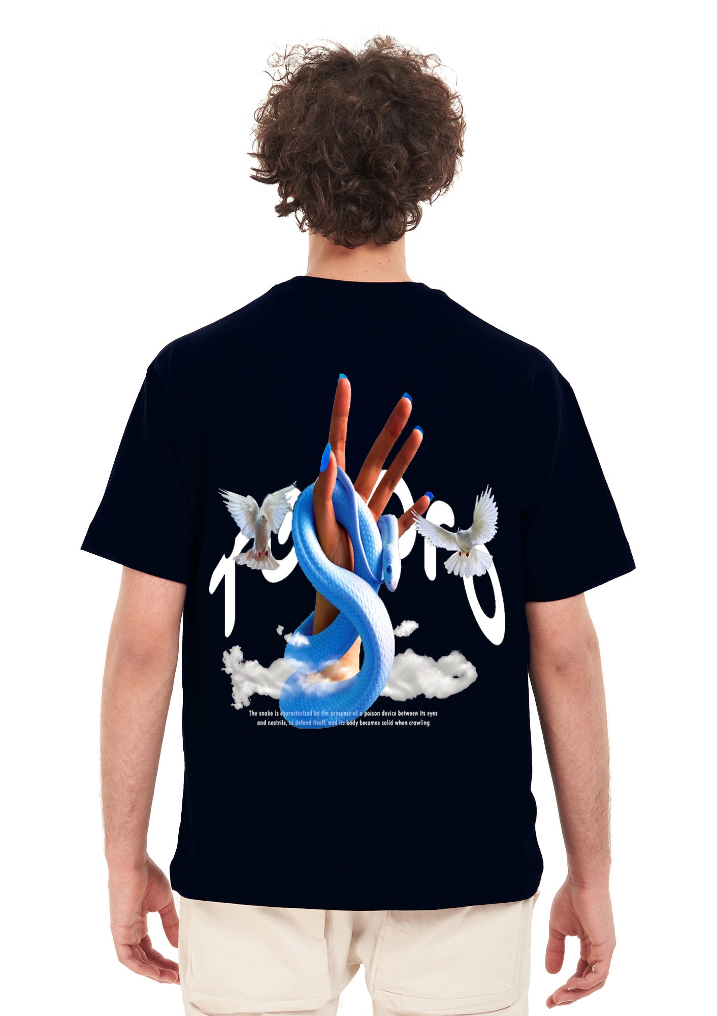 Peace tee Oversized printed D-Blue T-shirt .